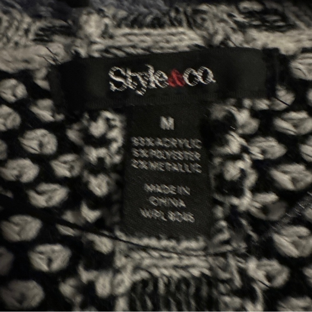 Style & Co Womens Size M Long Sleeve Cardigan Black Gray Cable Knit Sweater - Picture 5 of 10